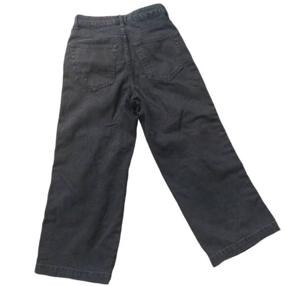 TOPSHOP MOTO Black Wide Leg Crop Jeans Gold Side Stripe 26 - Picture 4 of 13